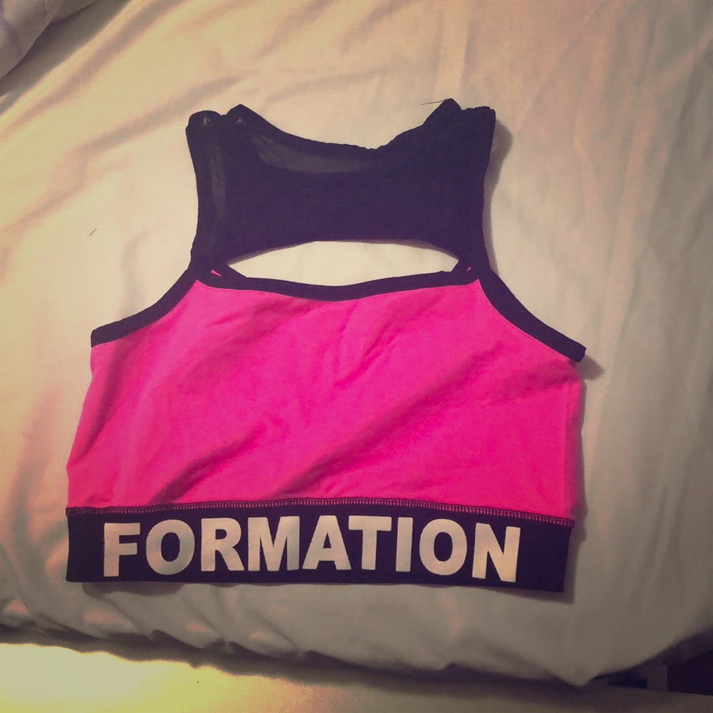 Neon mascara ’formation’ sports bra/ crop top